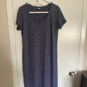 Maxi blue and white striped dress